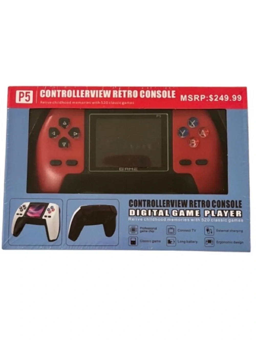 🆕- P5 Game Box Handheld Console Built in 520 Game. New in Box -Red